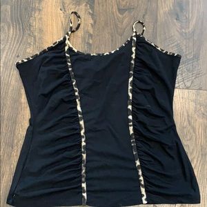 Black Leopard Trim Tank Top